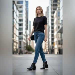 Jeffrey Campbell black leather ankle boots